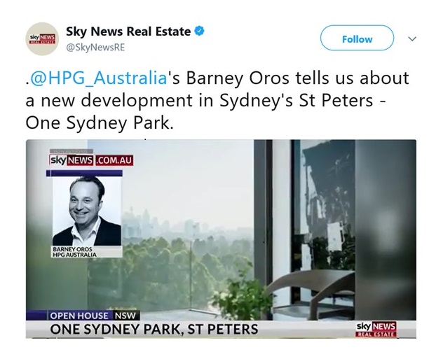 One Sydney Park features on SkyNews